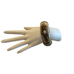 Vintage (90s) Bedouin Bone Cuff w/Gold/Silver Tone Accents